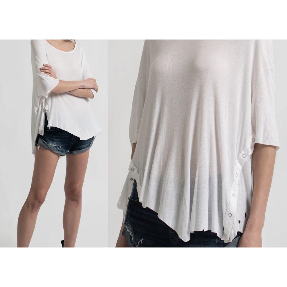 One Teaspoon BAMBOO COTTON RIBBED TEE White size XS/S